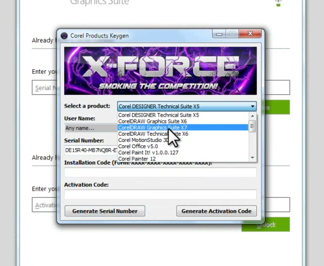 Corel draw x7 serial key and activation code