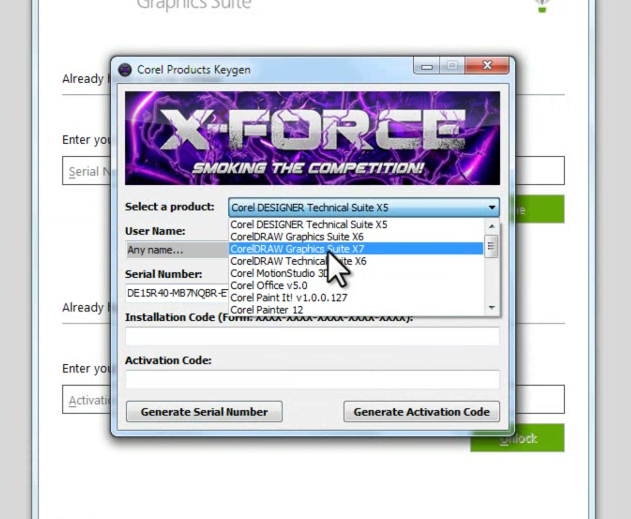 Serial number untuk corel draw x7